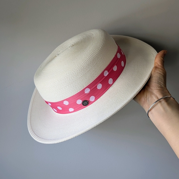 Pineapple & Star Boater Hat | Pink Polka Dot Band | UPF 50+ main image 5